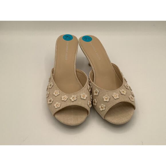 Sincerely Jules Size 7.5 Kitten Heels Flower Appliques Preppy Cute - Picture 1 of 8
